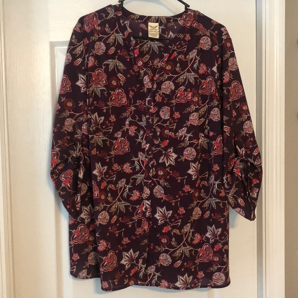 Burgundy Floral Blouse